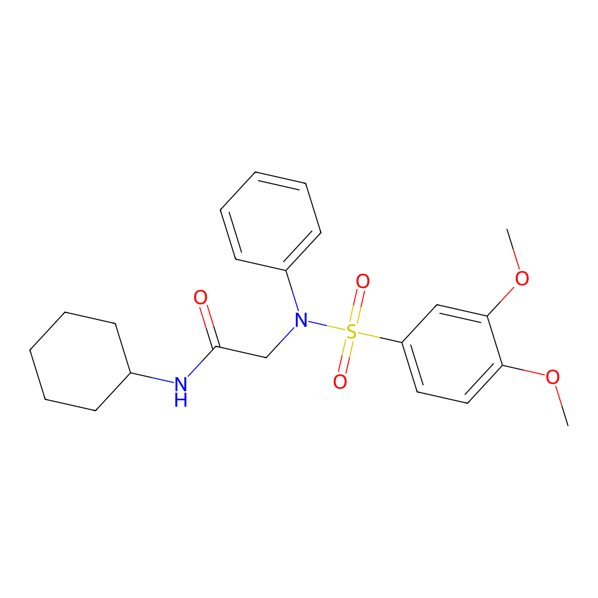 N-cyclohexyl-2-(N-(3,4-dimethoxyphenyl)sulfonylanilino)acetamide molecular structure, CAS 693267-08-2