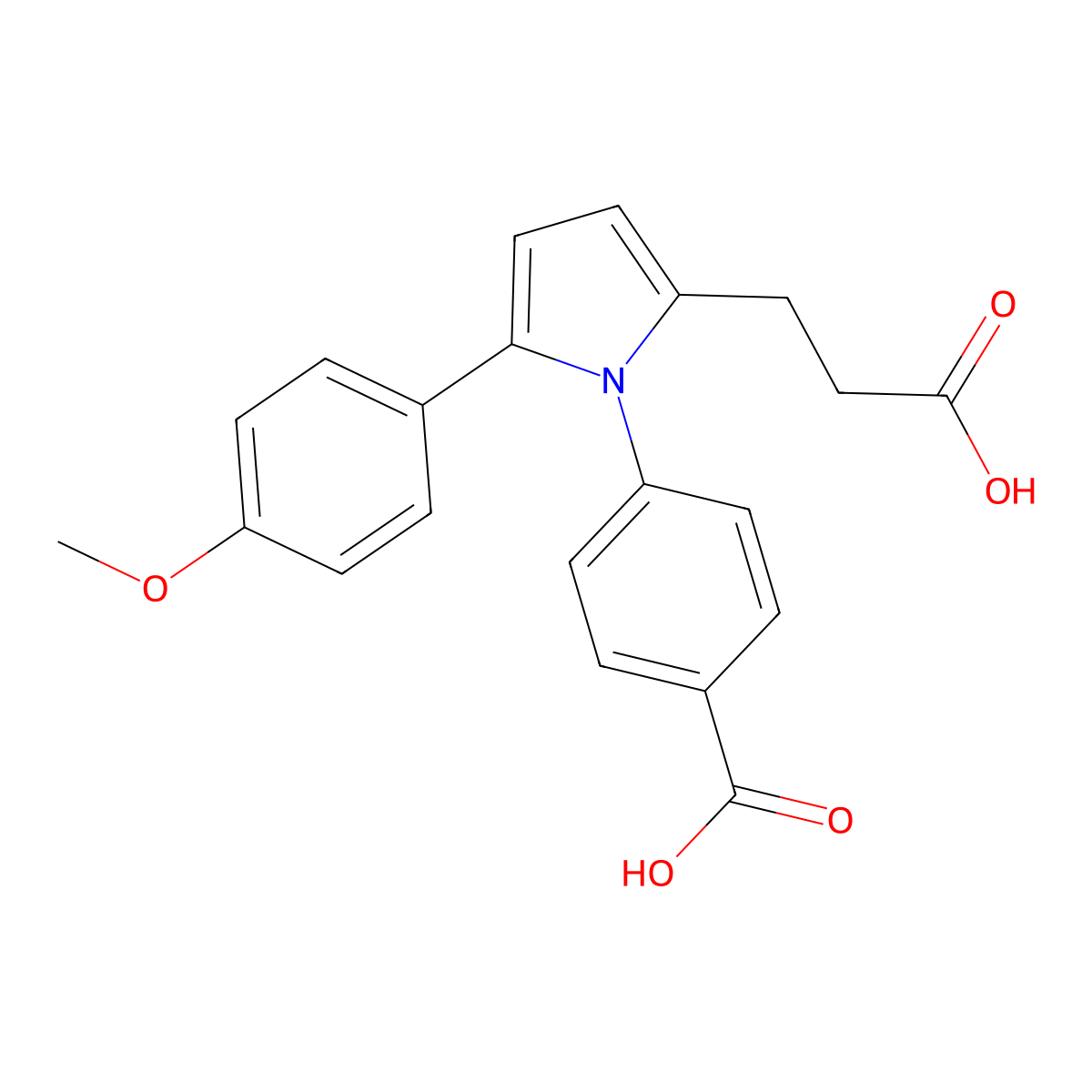4-[2-(2-carboxyethyl)-5-(4-methoxyphenyl)-1H-pyrrol-1-yl]benzoic acid molecular structure, CAS 693268-12-1
