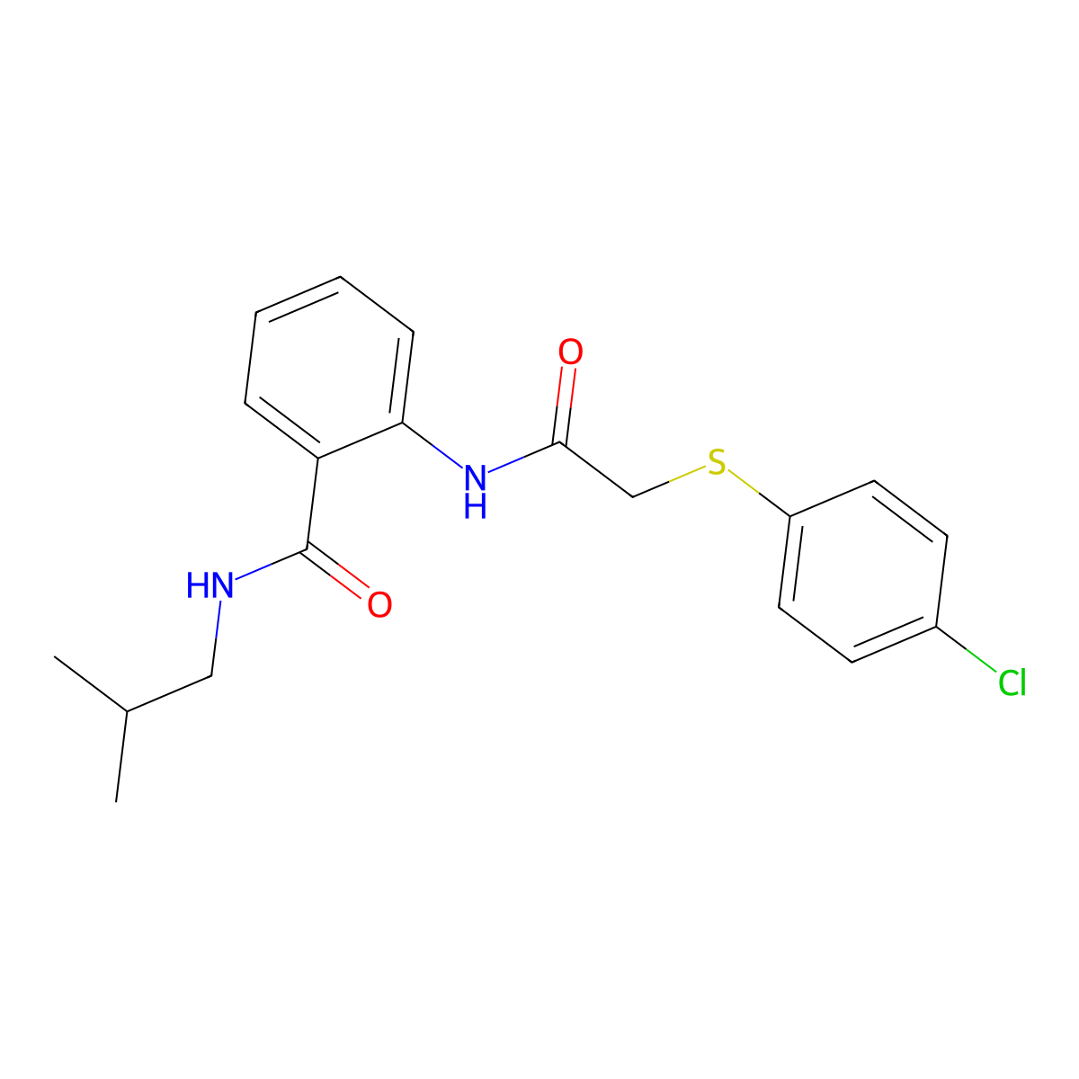2-({[(4-chlorophenyl)sulfanyl]acetyl}amino)-N-(2-methylpropyl)benzamide molecular structure, CAS 693268-16-5