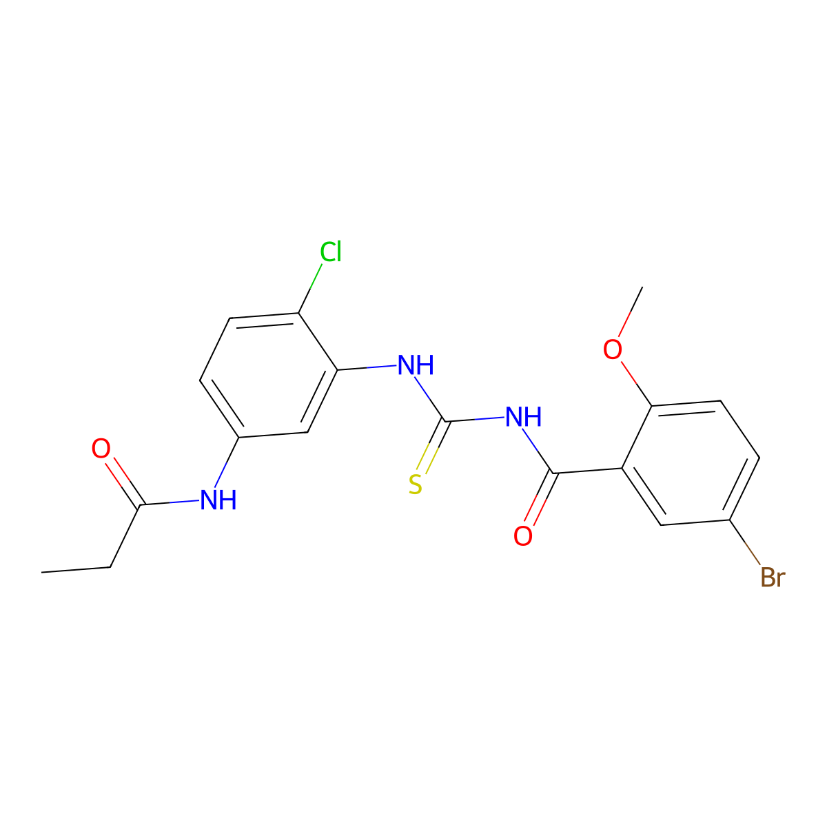 5-bromo-N-[[2-chloro-5-(propanoylamino)phenyl]carbamothioyl]-2-methoxybenzamide molecular structure, CAS 693268-34-7