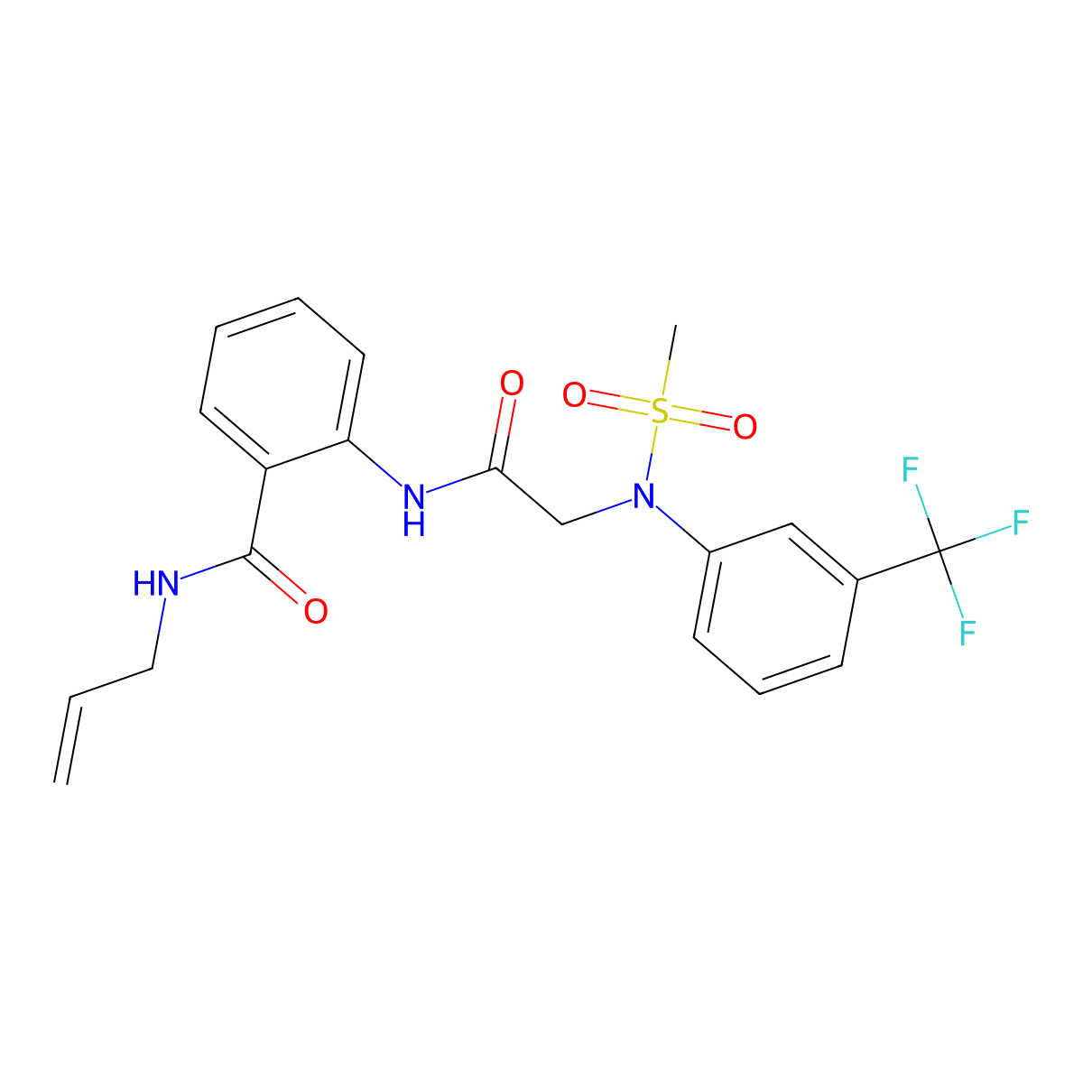 2-[[2-[N-methylsulfonyl-3-(trifluoromethyl)anilino]acetyl]amino]-N-prop-2-enylbenzamide molecular structure, CAS 693268-35-8