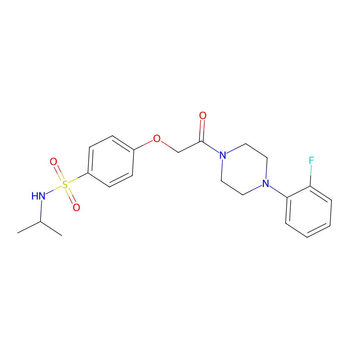 4-[2-[4-(2-fluorophenyl)piperazin-1-yl]-2-oxoethoxy]-N-propan-2-ylbenzenesulfonamide molecular structure, CAS 693268-74-5