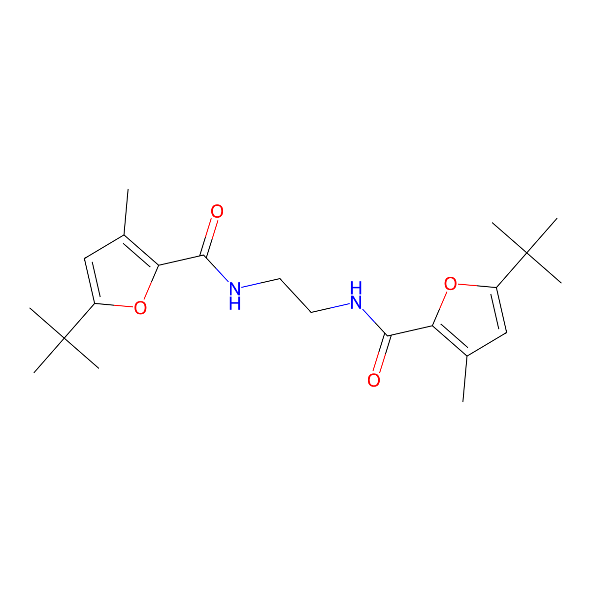 5-tert-butyl-N-[2-[(5-tert-butyl-3-methylfuran-2-carbonyl)amino]ethyl]-3-methylfuran-2-carboxamide molecular structure, CAS 693269-11-3