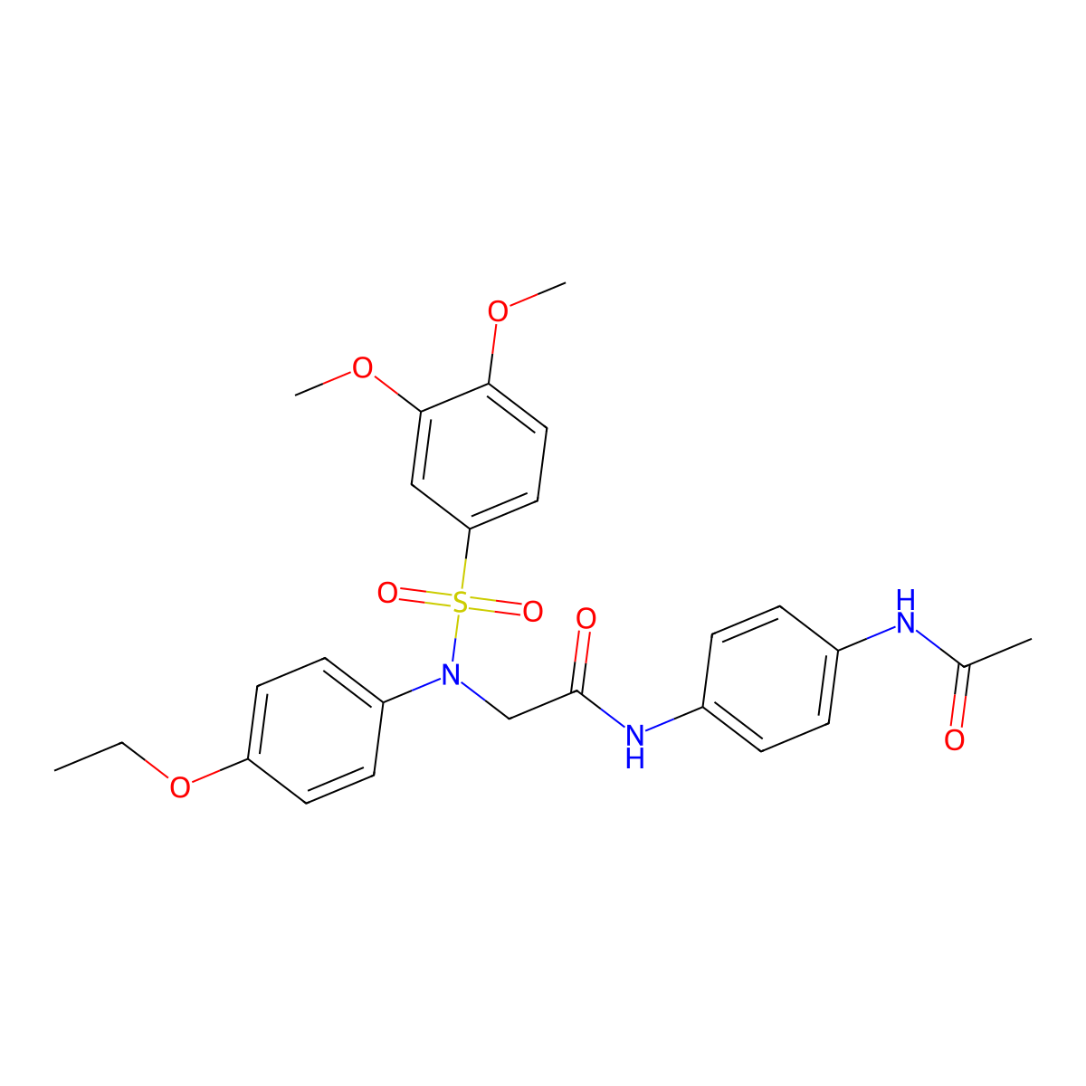 N-(4-acetamidophenyl)-2-(N-(3,4-dimethoxyphenyl)sulfonyl-4-ethoxyanilino)acetamide molecular structure, CAS 693269-12-4
