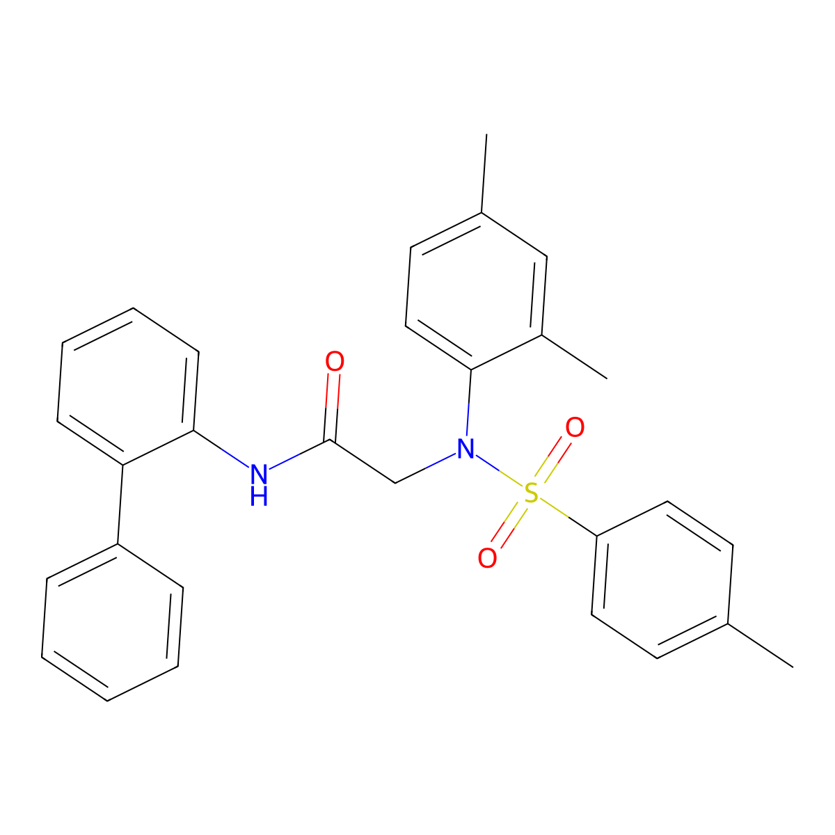 2-(2,4-dimethyl-N-(4-methylphenyl)sulfonylanilino)-N-(2-phenylphenyl)acetamide molecular structure, CAS 693269-44-2