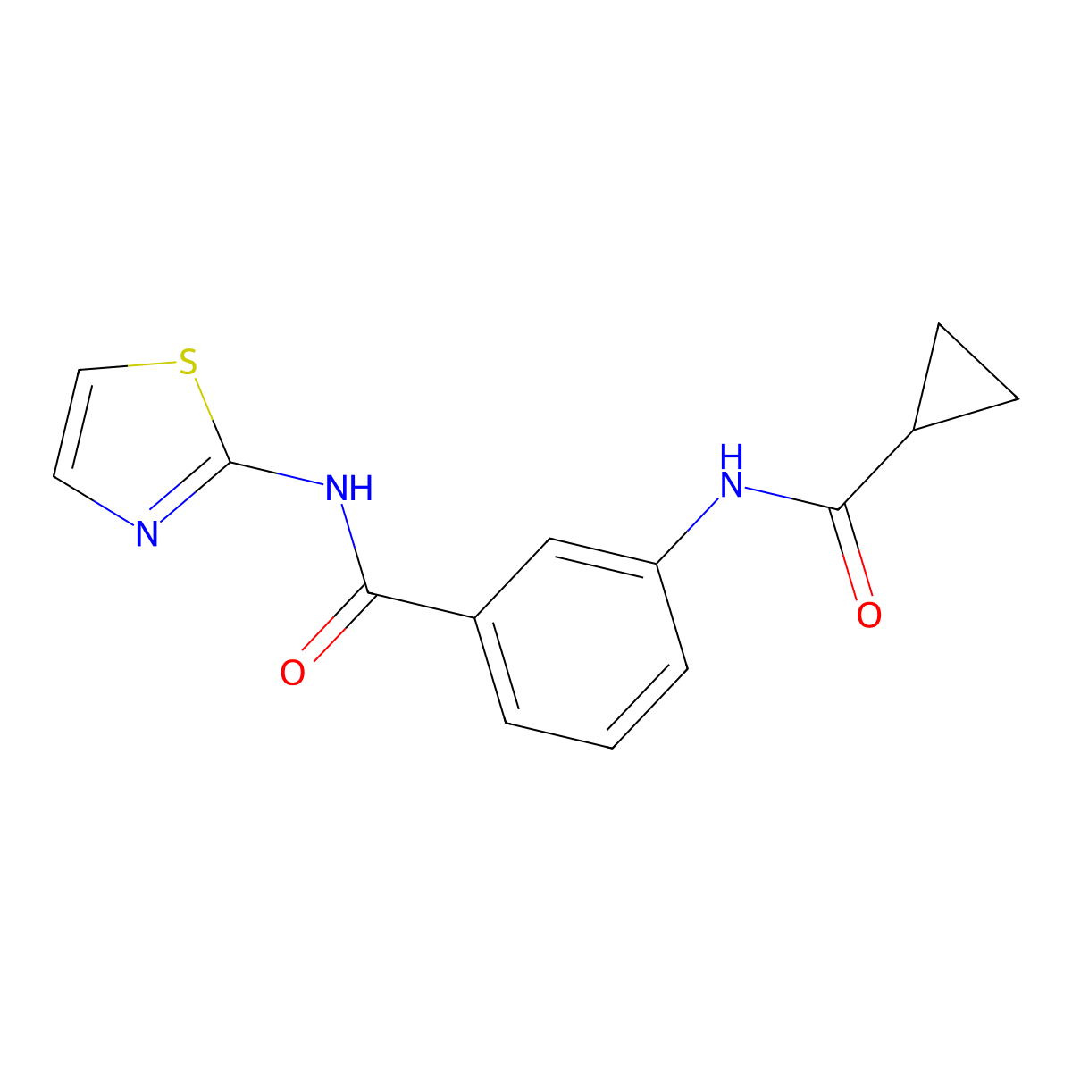 3-(cyclopropanecarbonylamino)-N-(1,3-thiazol-2-yl)benzamide molecular structure, CAS 693269-69-1