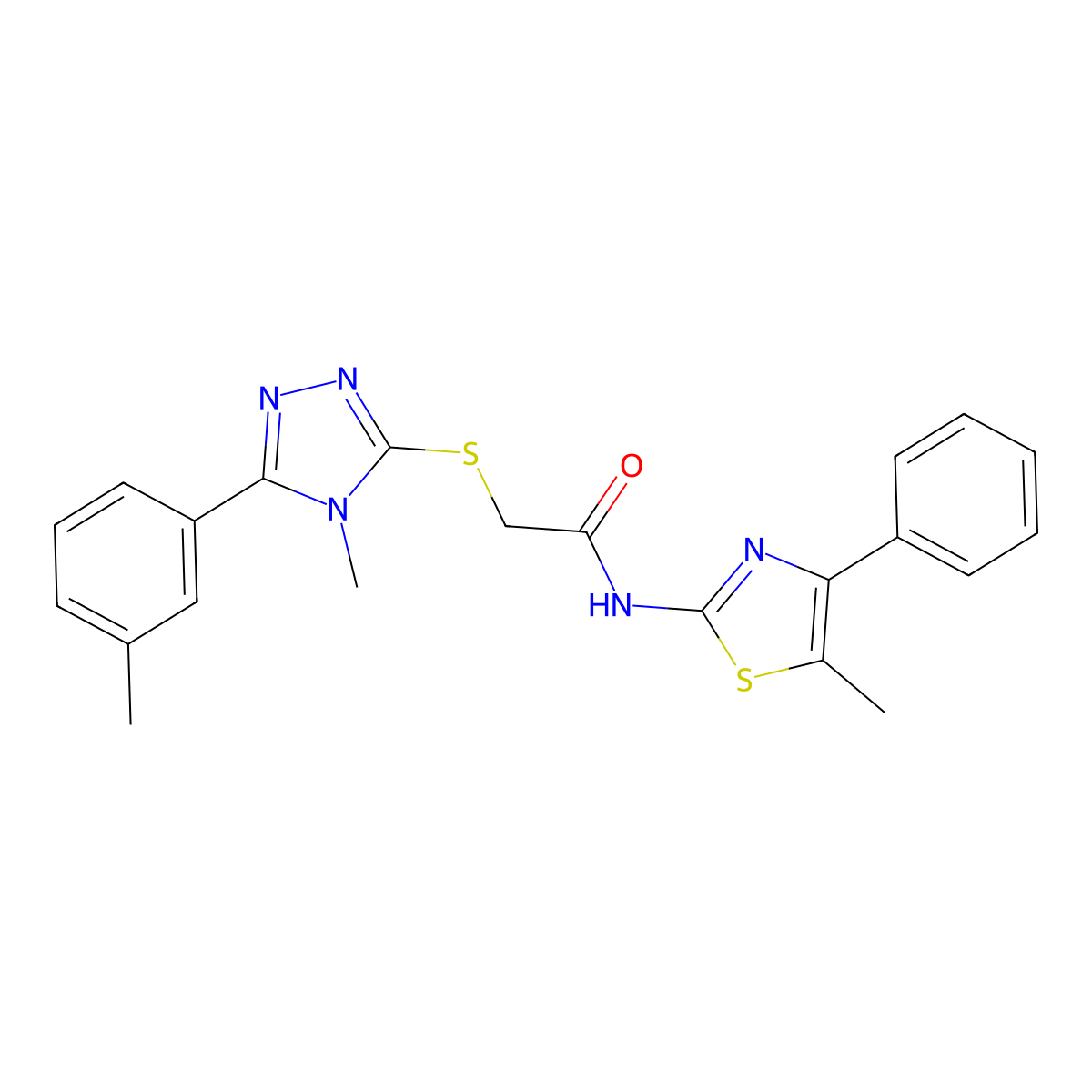 2-[[4-methyl-5-(3-methylphenyl)-1,2,4-triazol-3-yl]sulfanyl]-N-(5-methyl-4-phenyl-1,3-thiazol-2-yl)acetamide molecular structure, CAS 693269-74-8