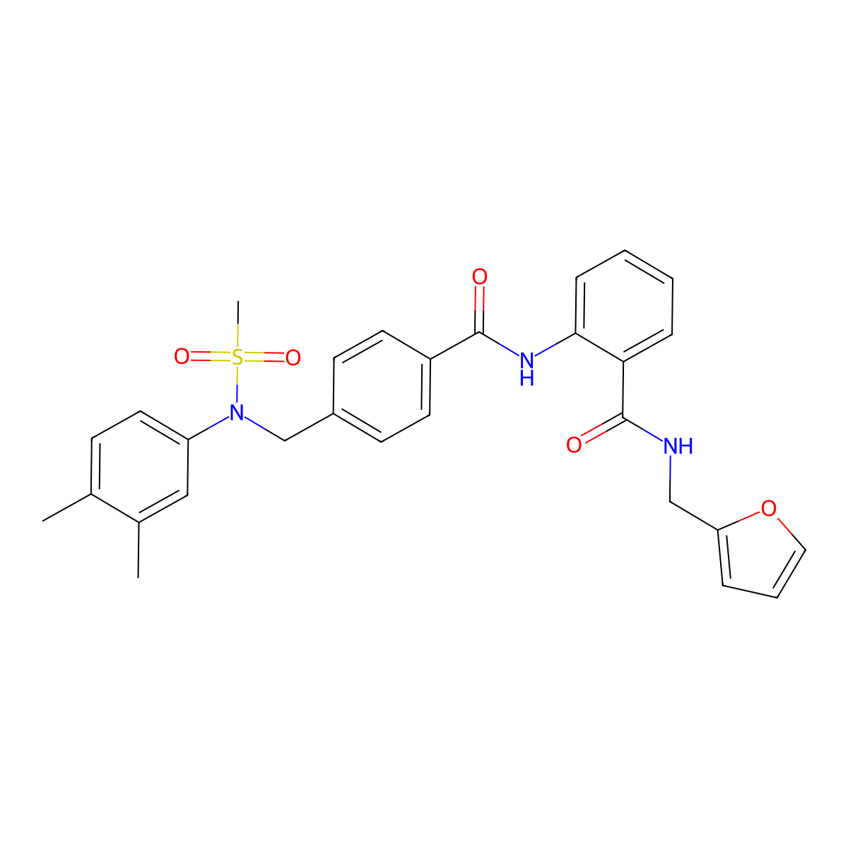 2-[(4-{[(3,4-dimethylphenyl)(methylsulfonyl)amino]methyl}benzoyl)amino]-N-(2-furylmethyl)benzamide molecular structure, CAS 693269-78-2