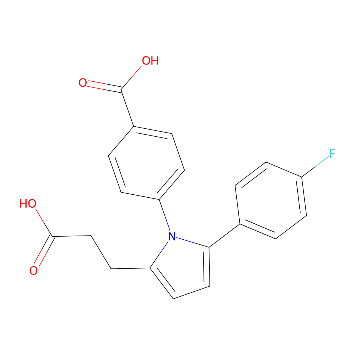 4-[2-(2-carboxyethyl)-5-(4-fluorophenyl)-1H-pyrrol-1-yl]benzoic acid molecular structure, CAS 693269-80-6