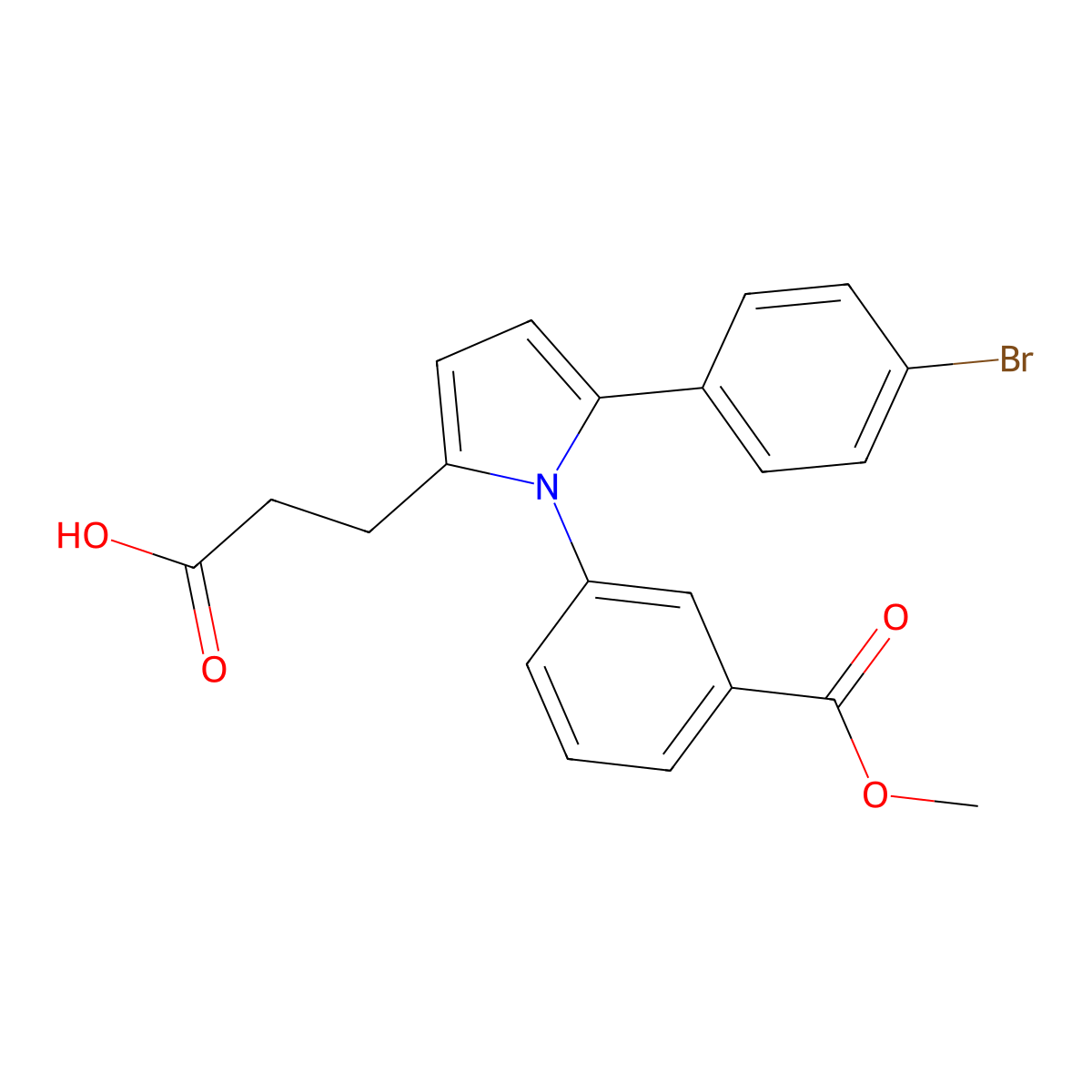 3-{5-(4-bromophenyl)-1-[3-(methoxycarbonyl)phenyl]-1H-pyrrol-2-yl}propanoic acid molecular structure, CAS 693269-81-7