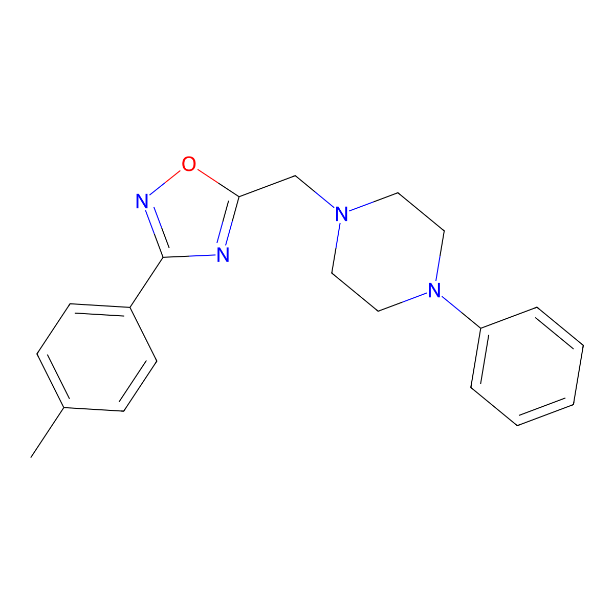 1-{[3-(4-Methylphenyl)-1,2,4-oxadiazol-5-yl]methyl}-4-phenylpiperazine molecular structure, CAS 693269-95-3