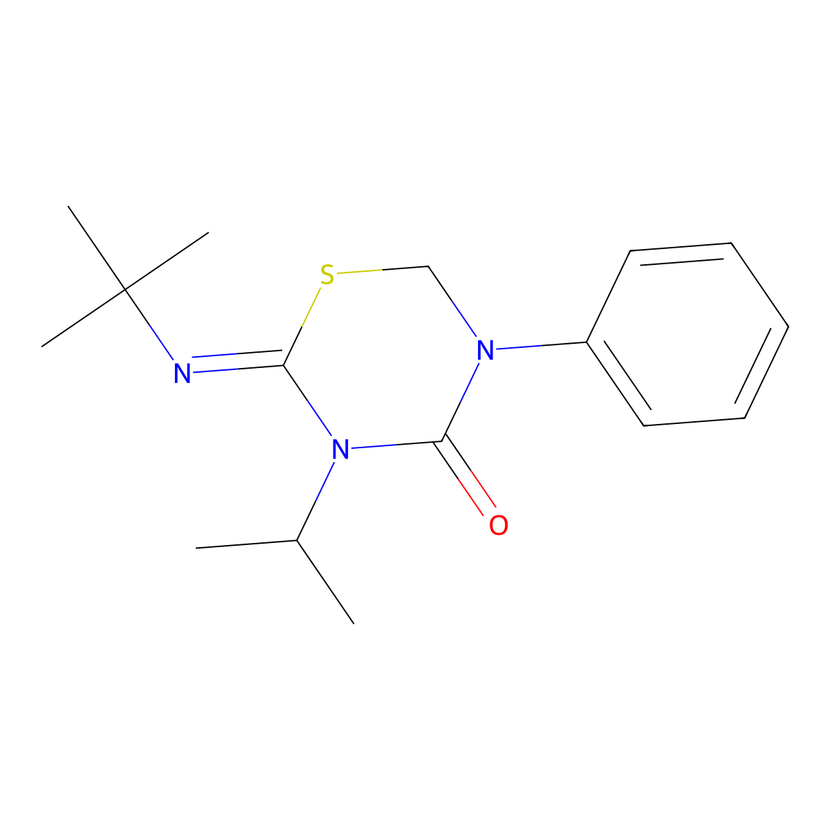 2-(Tert-butylimino)-5-phenyl-3-(propan-2-yl)-1,3,5-thiadiazinan-4-one molecular structure, CAS 69327-76-0