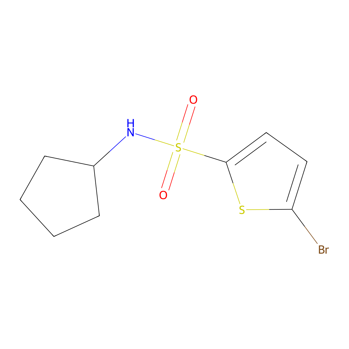5-bromo-N-cyclopentyl-2-thiophenesulfonamide molecular structure, CAS 693270-08-5