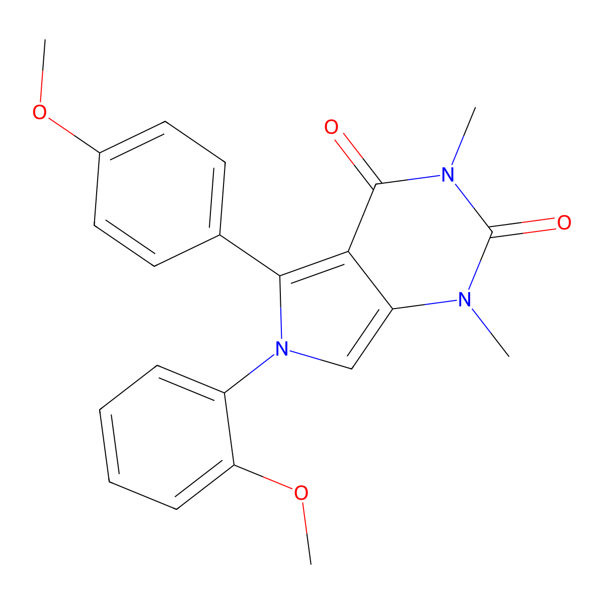 6-(2-Methoxyphenyl)-5-(4-methoxyphenyl)-1,3-dimethylpyrrolo[3,4-d]pyrimidine-2,4-dione molecular structure, CAS 693270-12-1