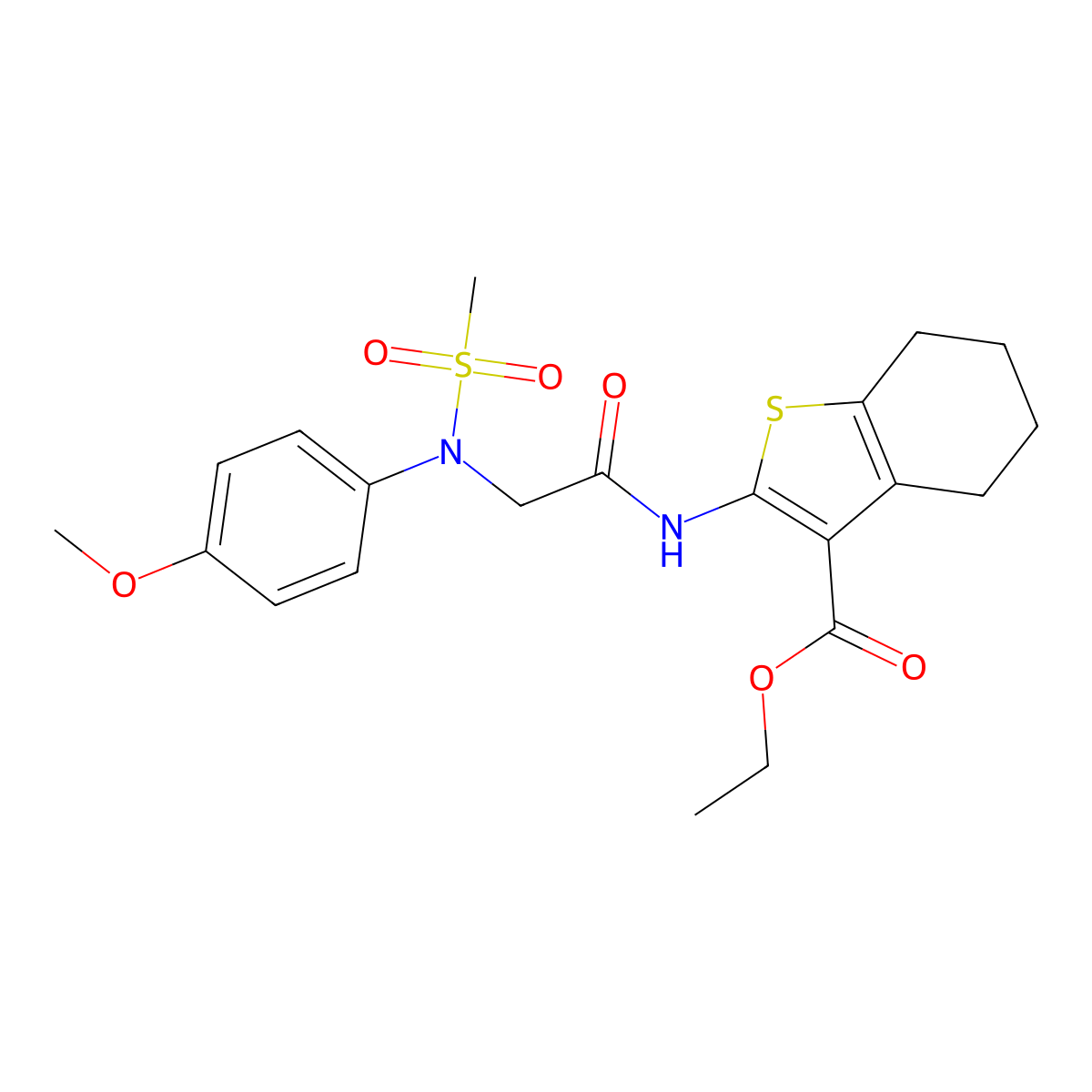 ethyl 2-{[N-(4-methoxyphenyl)-N-(methylsulfonyl)glycyl]amino}-4,5,6,7-tetrahydro-1-benzothiophene-3-carboxylate molecular structure, CAS 693270-13-2
