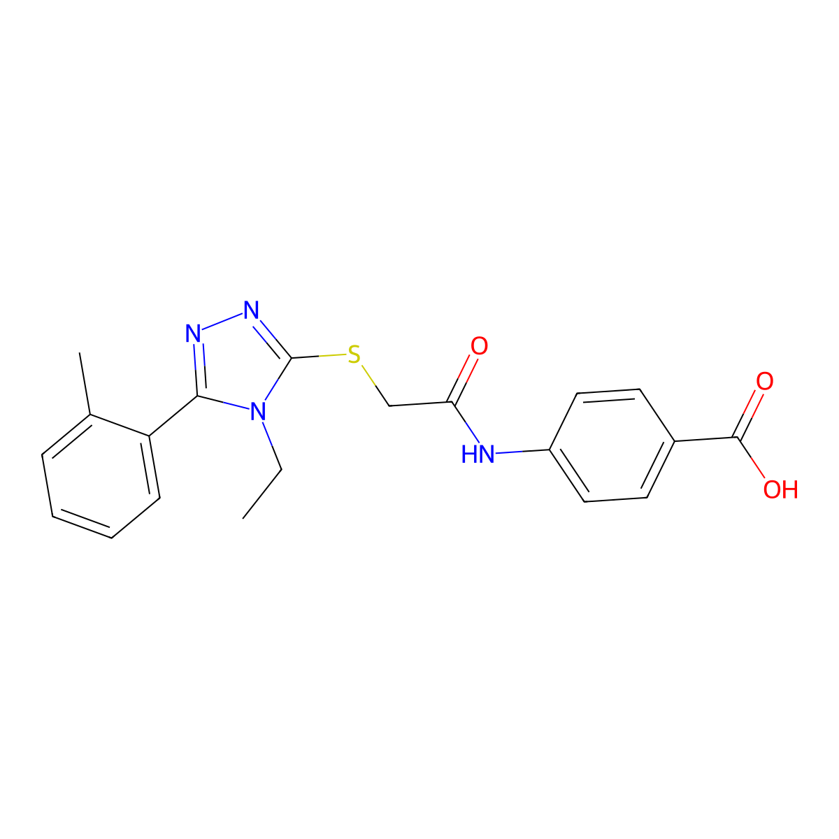 4-[({[4-ethyl-5-(2-methylphenyl)-4H-1,2,4-triazol-3-yl]sulfanyl}acetyl)amino]benzoic acid molecular structure, CAS 693270-42-7