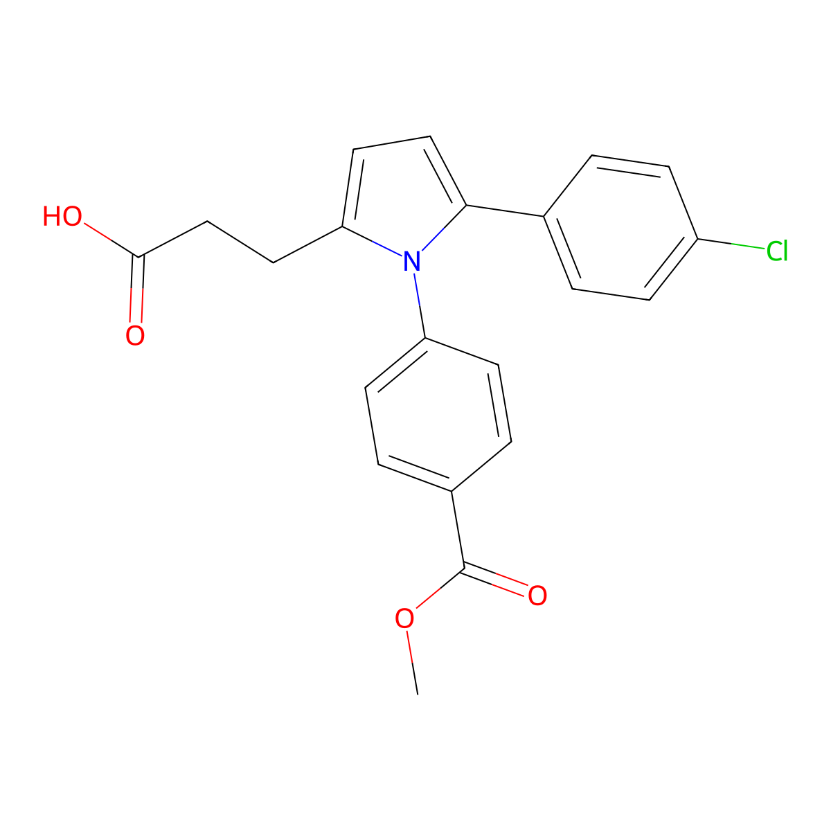 3-{5-(4-chlorophenyl)-1-[4-(methoxycarbonyl)phenyl]-1H-pyrrol-2-yl}propanoic acid molecular structure, CAS 693270-57-4