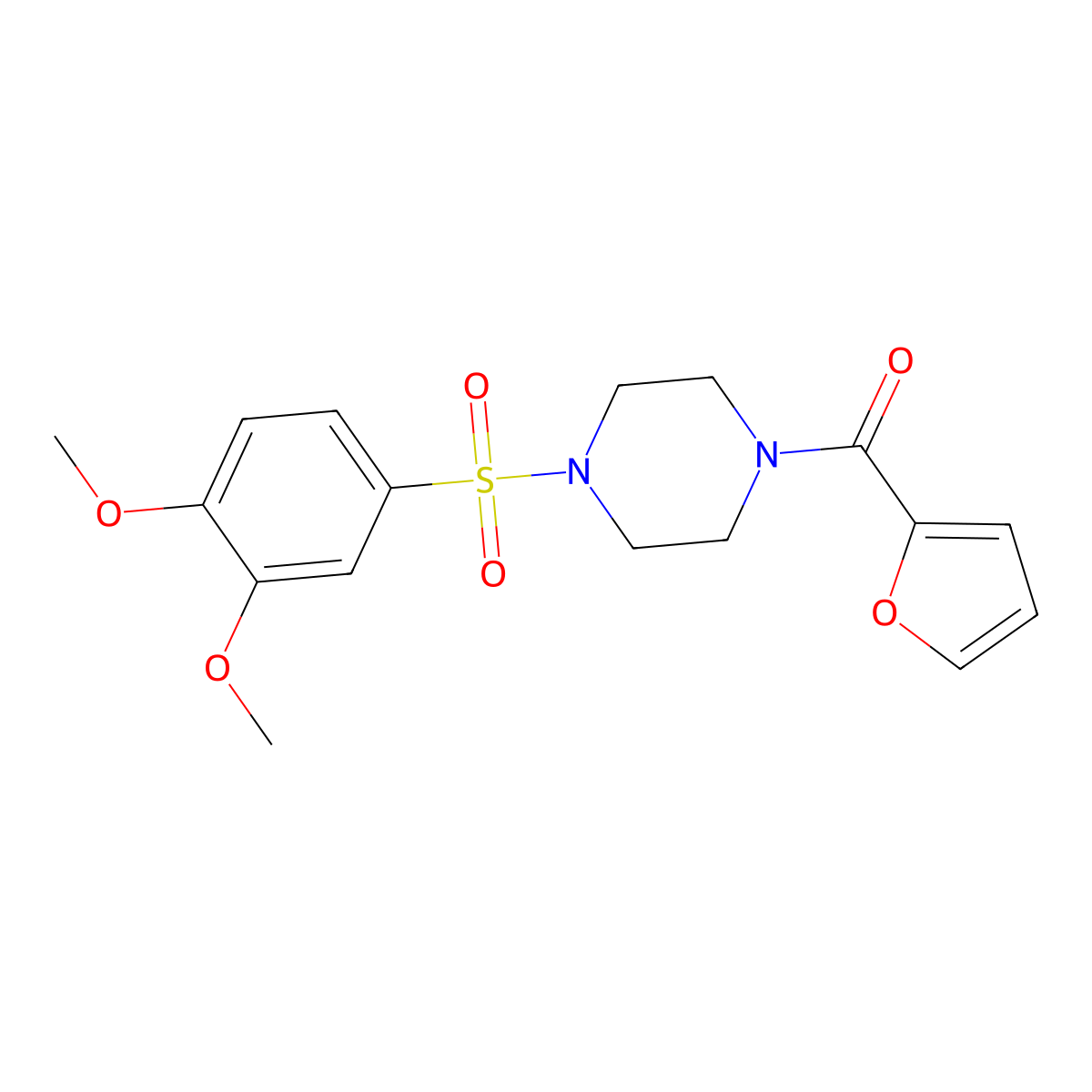 1-[(3,4-Dimethoxyphenyl)sulfonyl]-4-(2-furoyl)piperazine molecular structure, CAS 693270-77-8