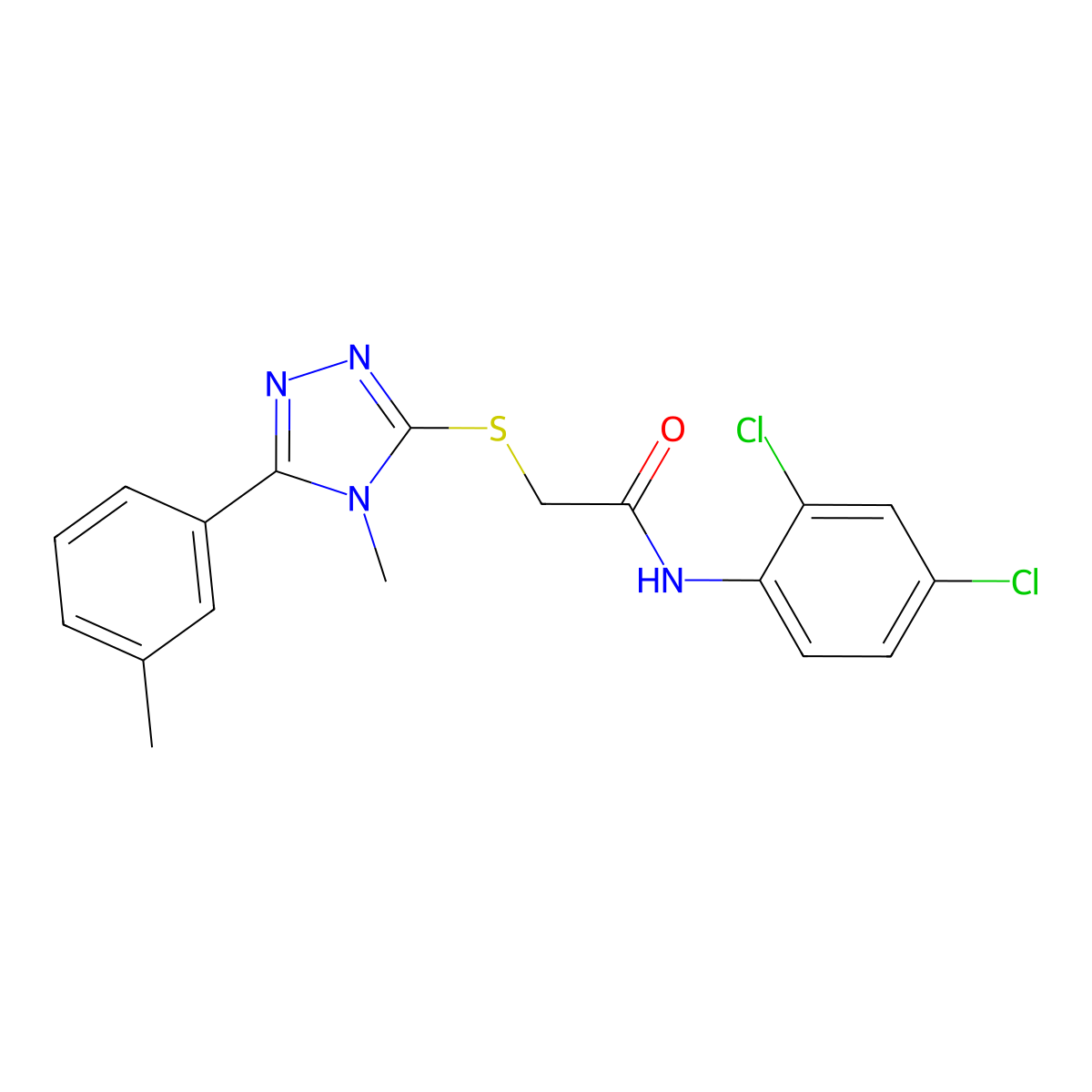 N-(2,4-dichlorophenyl)-2-{[4-methyl-5-(3-methylphenyl)-4H-1,2,4-triazol-3-yl]sulfanyl}acetamide molecular structure, CAS 693270-85-8