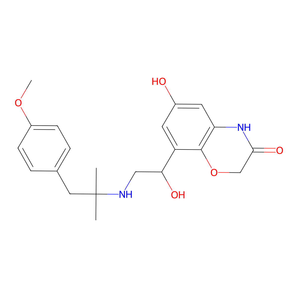 6-hydroxy-8-(1-hydroxy-2-((1-(4-methoxyphenyl)-2-methylpropan-2-yl)amino)ethyl)-2H-benzo[b][1,4]oxazin-3(4H)-one molecular structure, CAS 693273-05-1