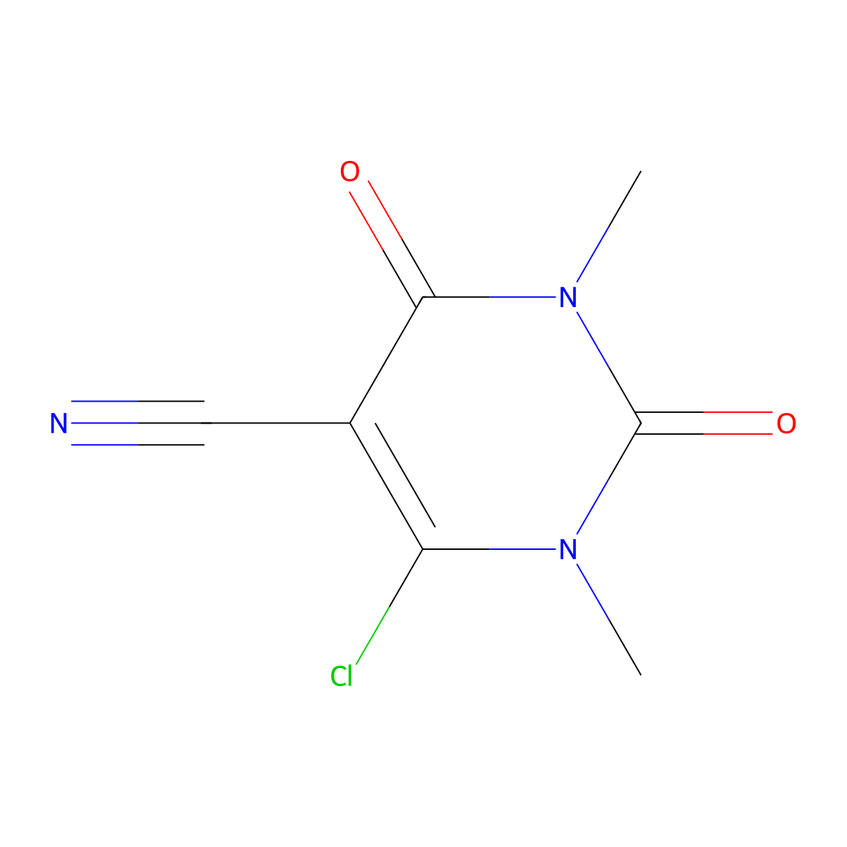 6-Chloro-1,3-dimethyl-2,4-dioxo-1,2,3,4-tetrahydropyrimidine-5-carbonitrile molecular structure, CAS 69337-31-1