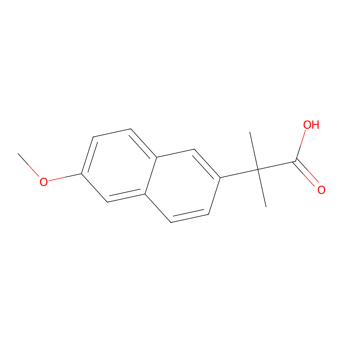 2-Naphthaleneacetic acid, alpha,alpha-dimethyl-6-methoxy- molecular structure, CAS 69337-85-5