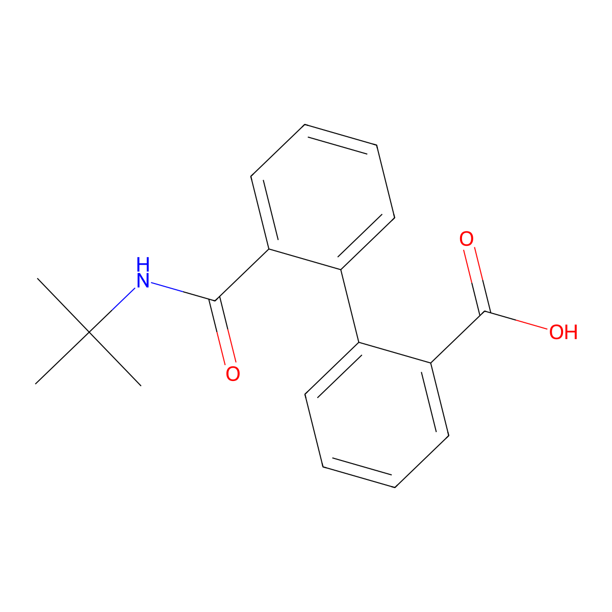 2-[2-(Tert-butylcarbamoyl)phenyl]benzoicacid molecular structure, CAS 69339-02-2