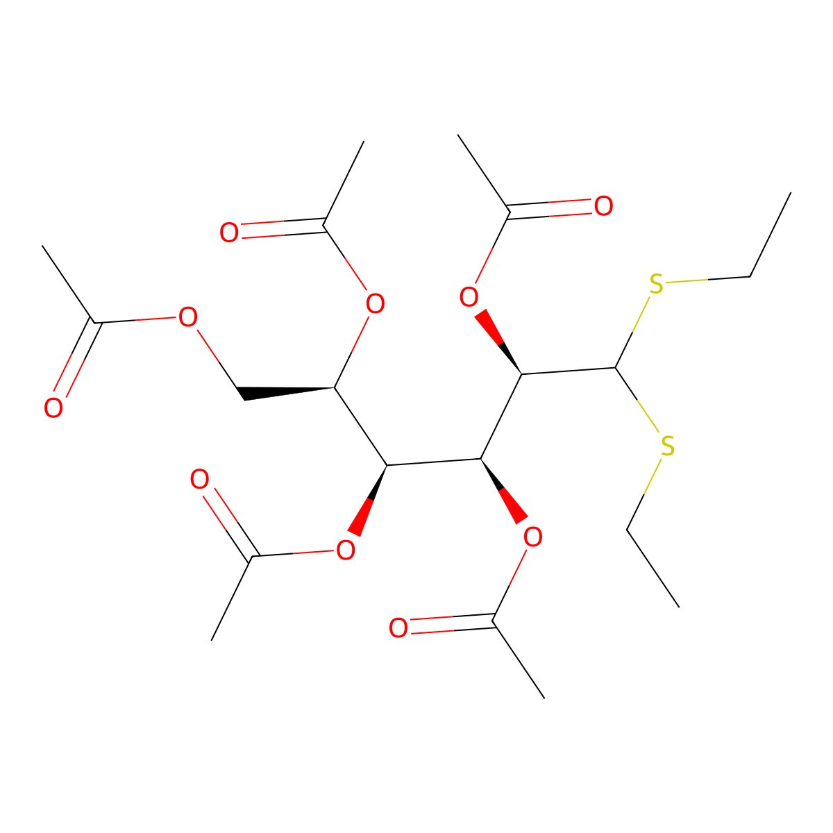 [(2R,3S,4S,5R)-2,3,4,5-tetraacetyloxy-6,6-bis(ethylsulfanyl)hexyl] acetate molecular structure, CAS 6935-10-0