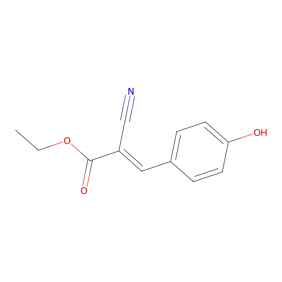 (E)-Ethyl 2-cyano-3-(4-hydroxyphenyl)acrylate molecular structure, CAS 6935-44-0
