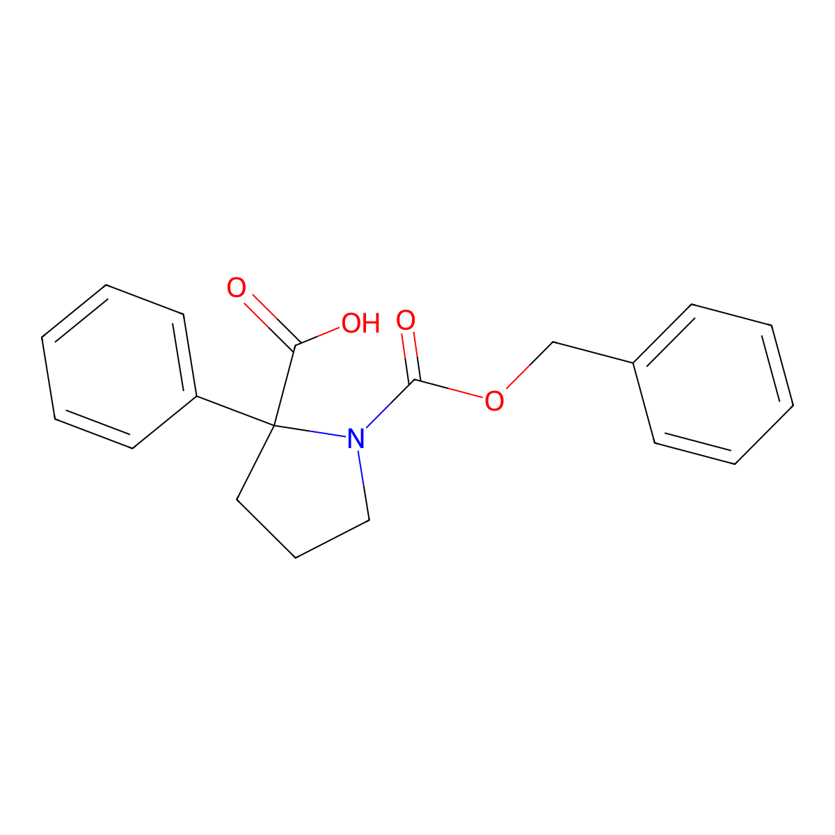 1-[(Benzyloxy)carbonyl]-2-phenylpyrrolidine-2-carboxylic acid molecular structure, CAS 69352-29-0
