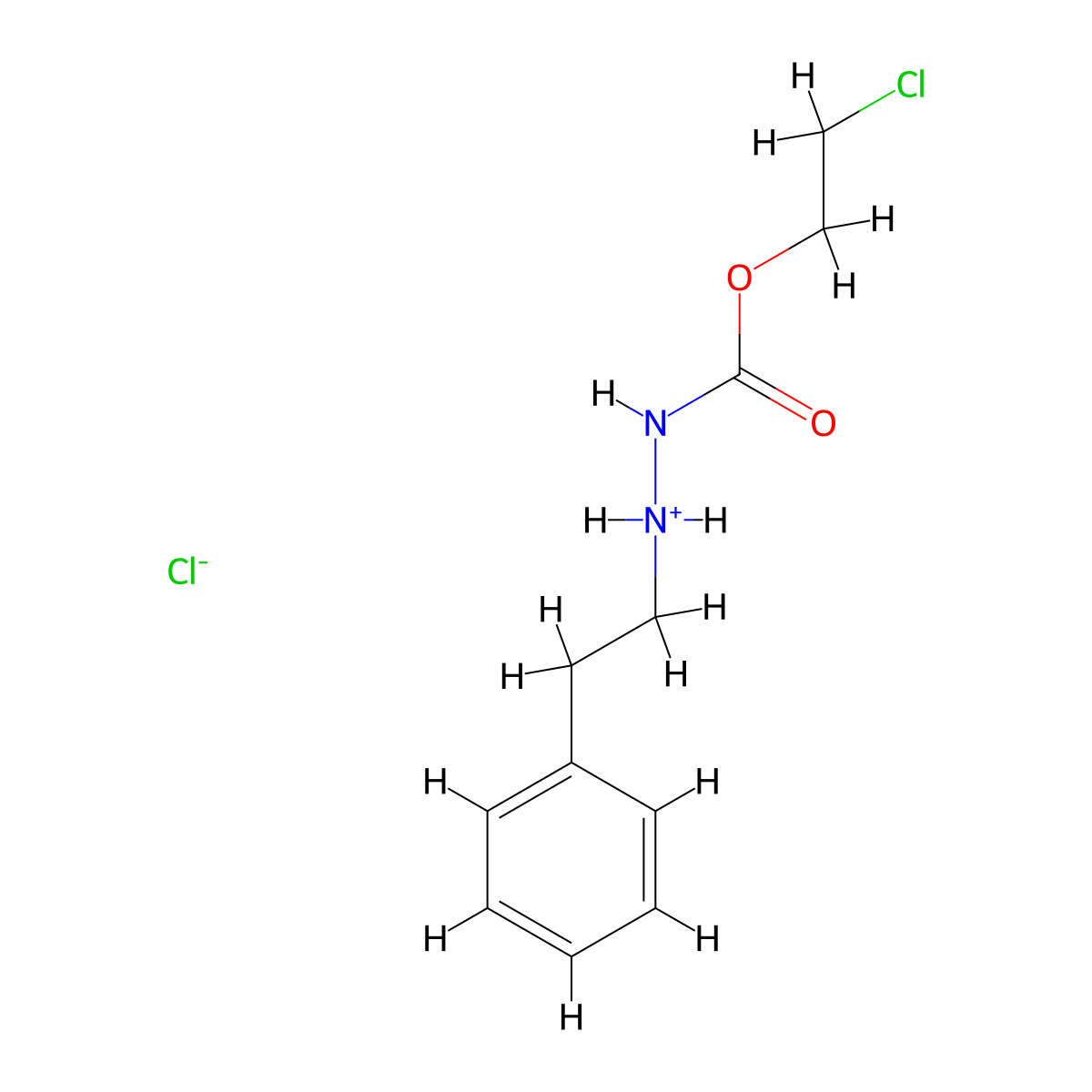 2-Chloroethyl hydrogen (2-phenylethyl)carbonohydrazonate--hydrogen chloride (1/1) molecular structure, CAS 69353-18-0