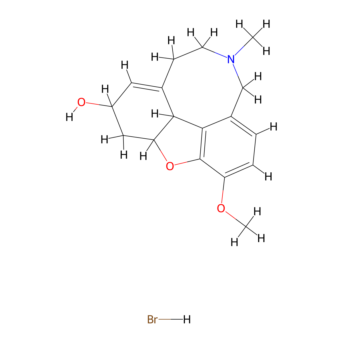 5-Methoxy-9-methyl-2,3,3a,8,9,10,11,11b-octahydro(1)benzofuro(4,3,2-efg)(2)benzazocin-2-ol hydrobromide (1:1) molecular structure, CAS 69353-21-5