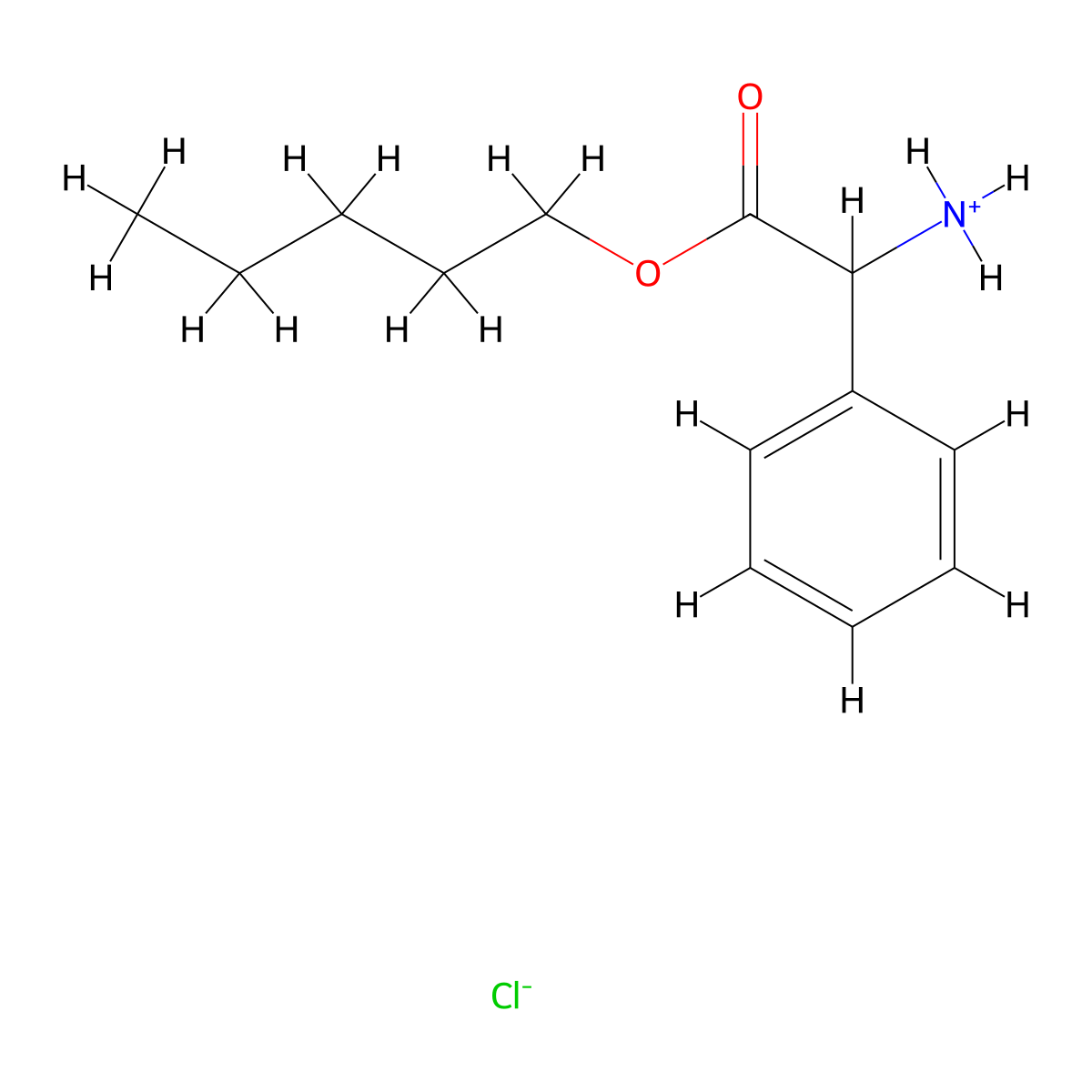 Pentyl amino(phenyl)acetate--hydrogen chloride (1/1) molecular structure, CAS 69357-10-4