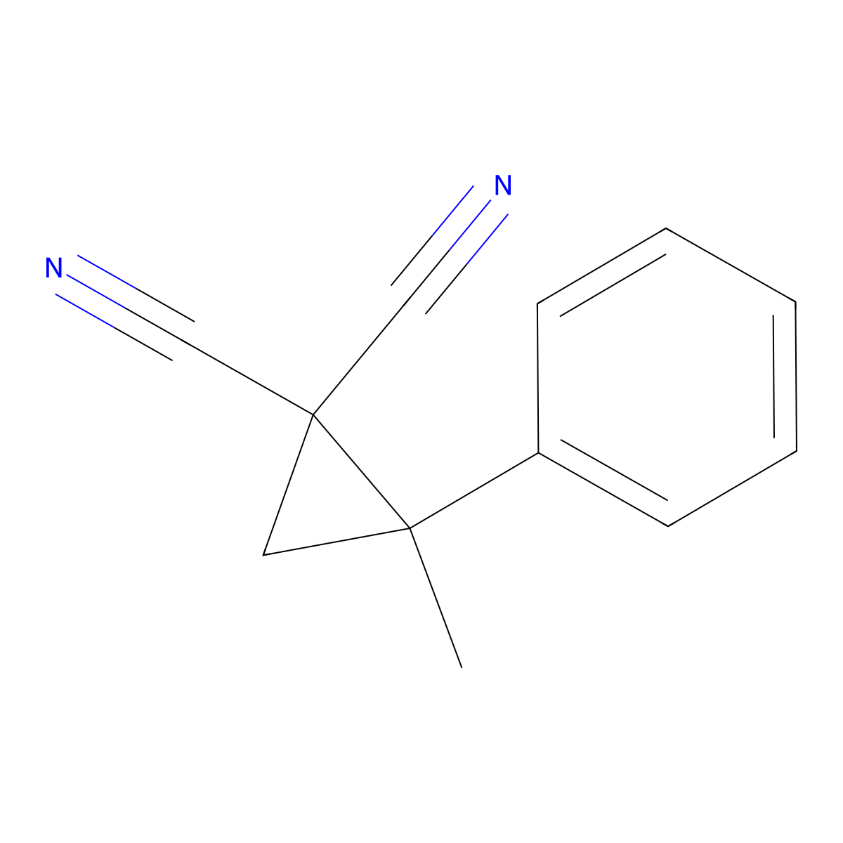 2-Methyl-2-phenylcyclopropane-1,1-dicarbonitrile molecular structure, CAS 69358-75-4