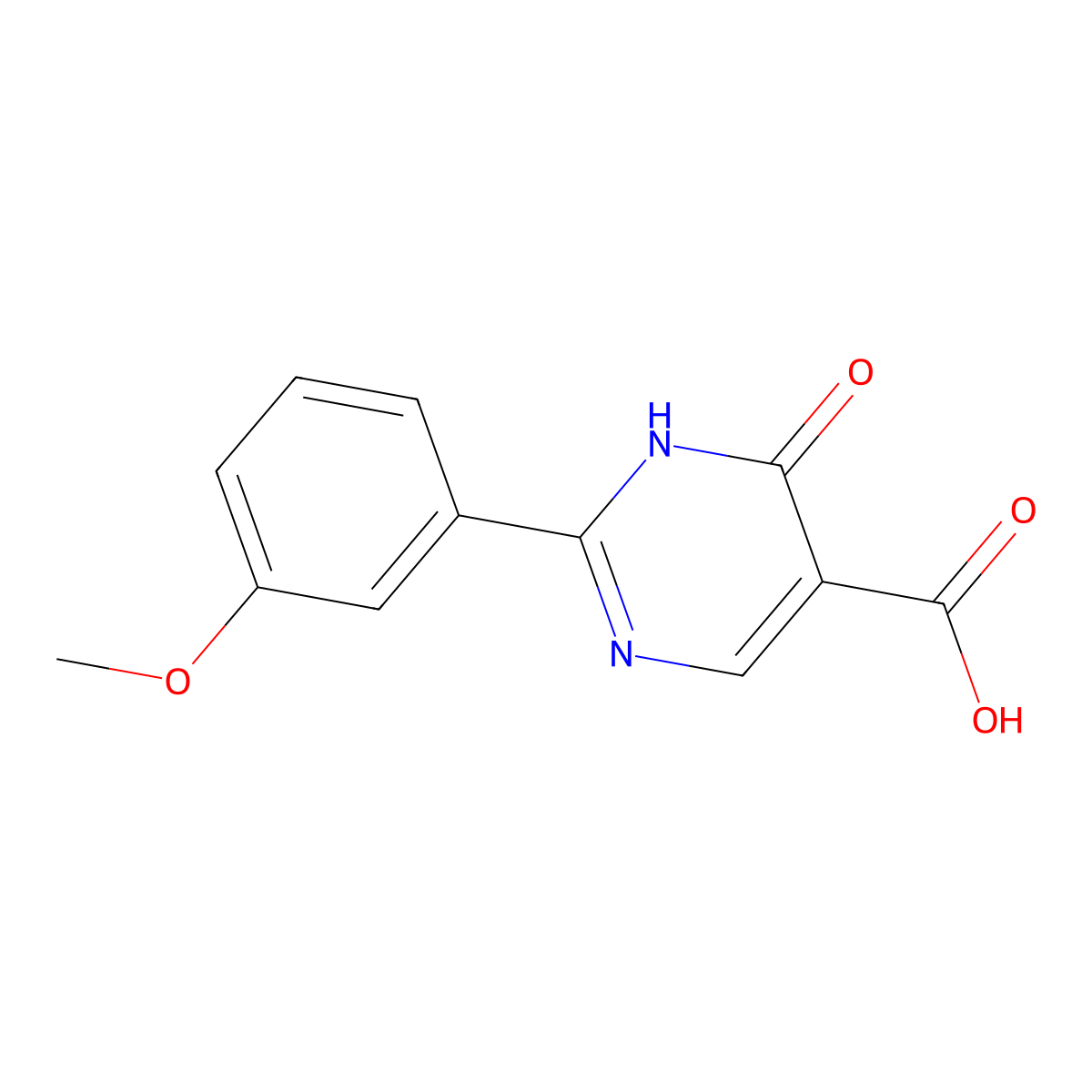 2-(3-Methoxyphenyl)-6-oxo-1,6-dihydropyrimidine-5-carboxylic acid molecular structure, CAS 69359-76-8