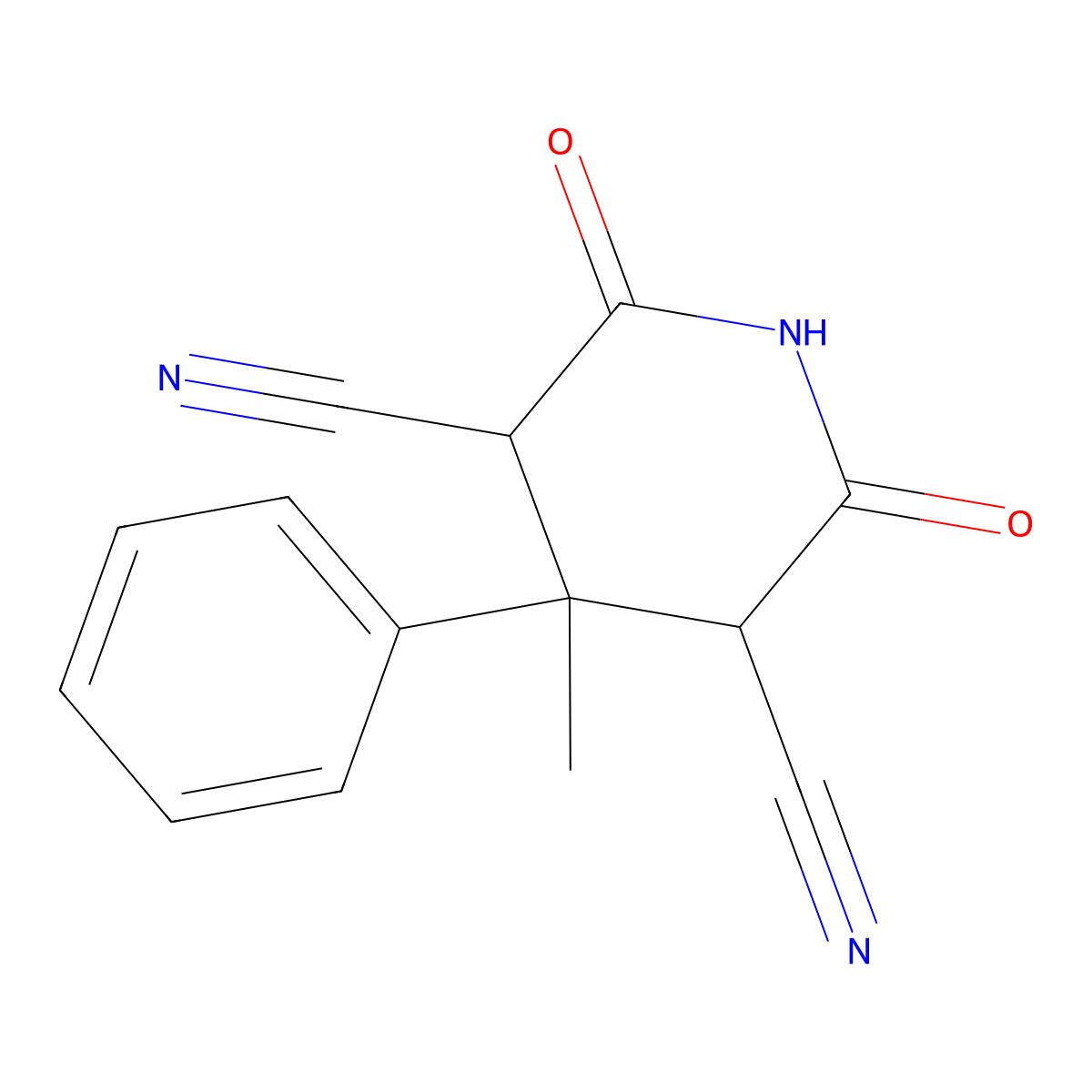 4-Methyl-2,6-dioxo-4-phenylpiperidine-3,5-dicarbonitrile molecular structure, CAS 6936-95-4