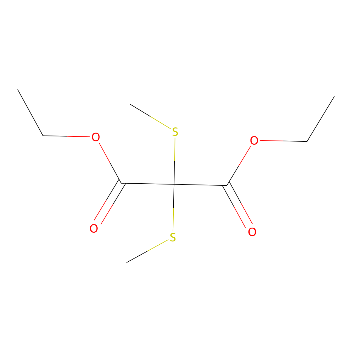 Diethyl bis(methylsulfanyl)propanedioate molecular structure, CAS 69363-91-3