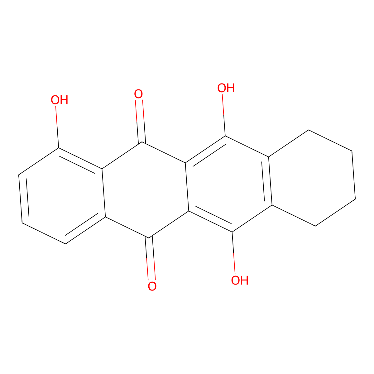 1,6,11-Trihydroxy-7,8,9,10-tetrahydrotetracene-5,12-dione molecular structure, CAS 69366-35-4