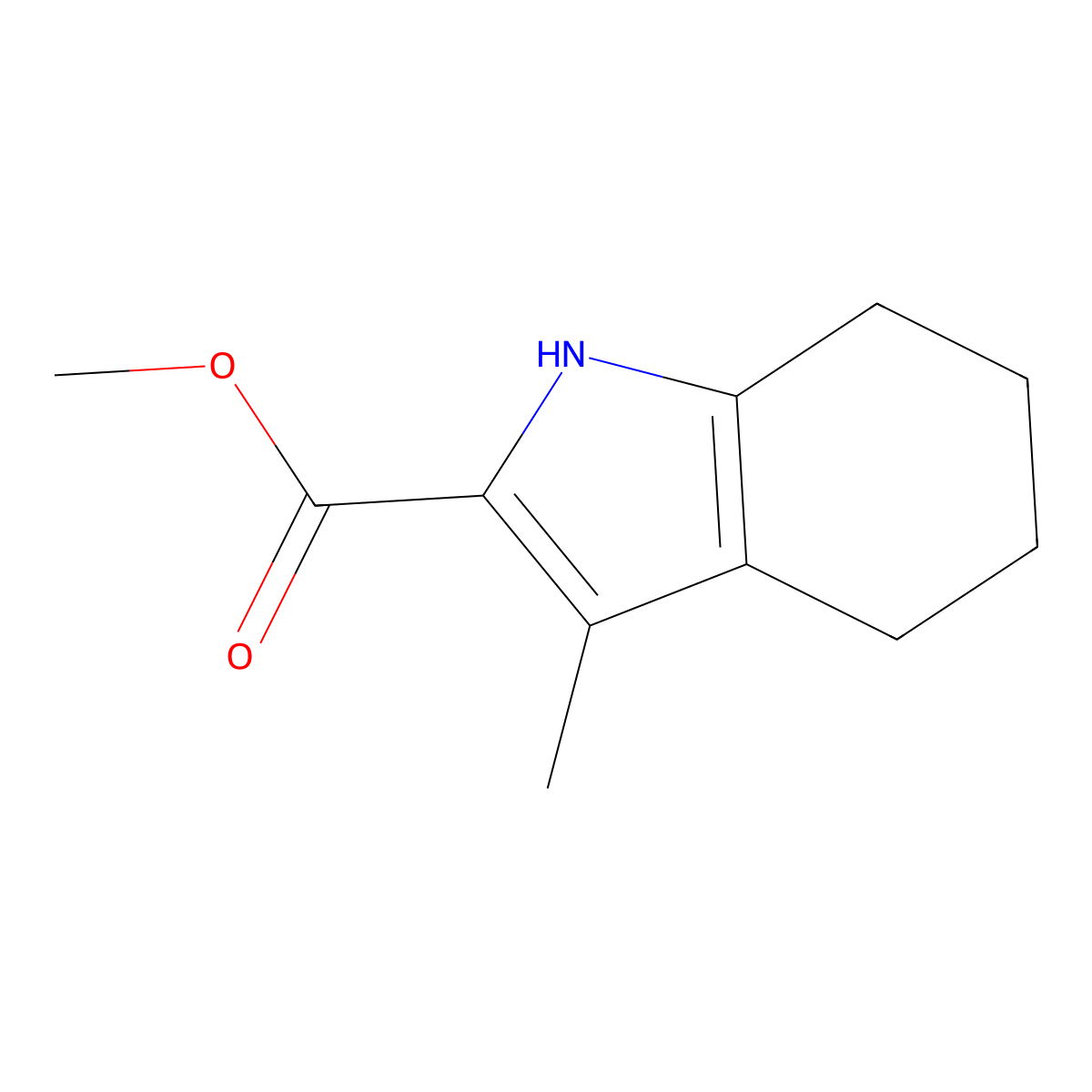 Methyl 3-methyl-4,5,6,7-tetrahydro-1H-indole-2-carboxylate molecular structure, CAS 69366-66-1