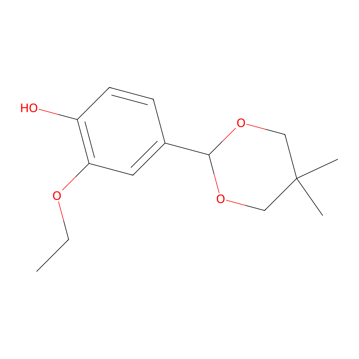 Phenol, 4-(5,5-dimethyl-1,3-dioxan-2-yl)-2-ethoxy- molecular structure, CAS 69367-40-4