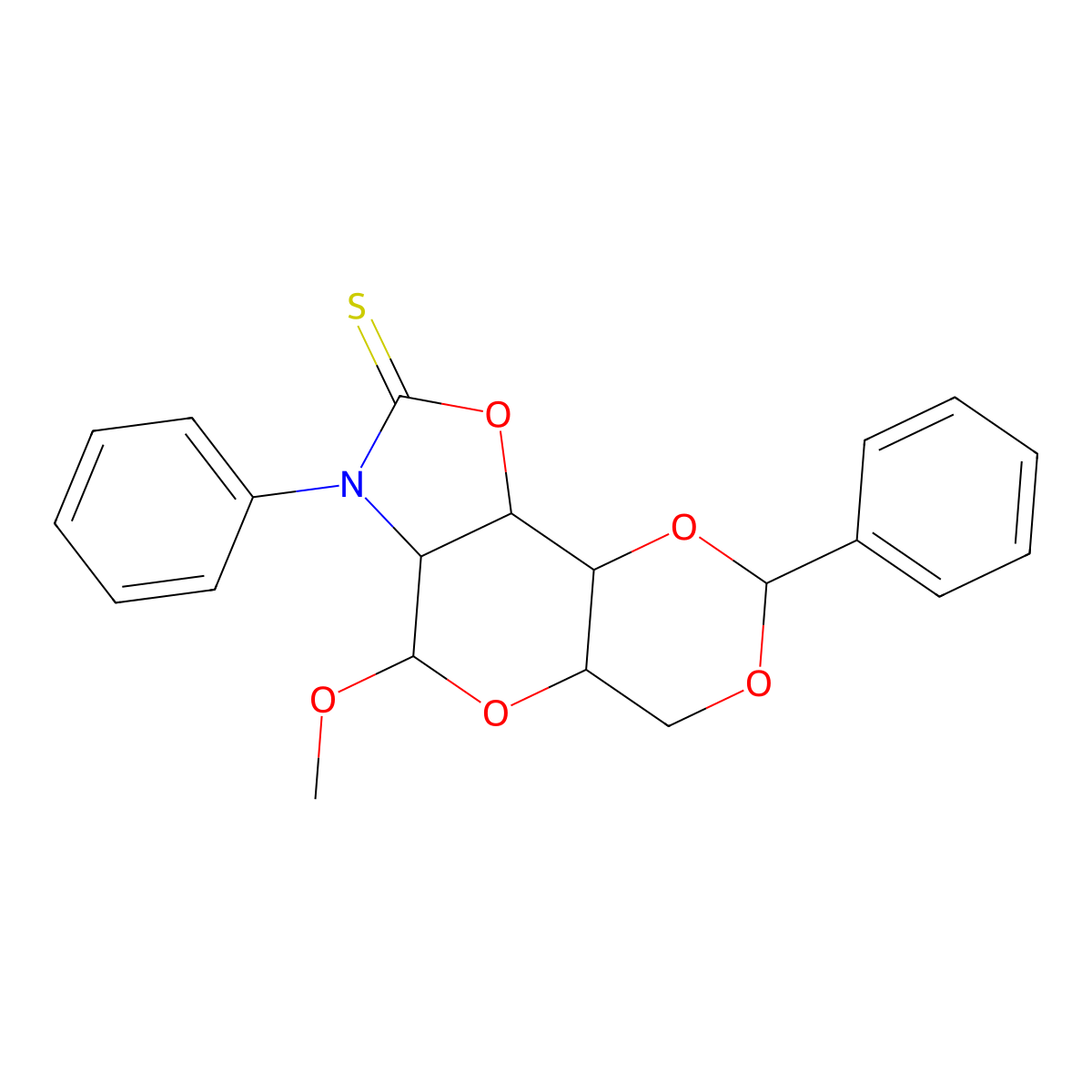 7-Methoxy-5,12-diphenyl-3,8,11,13-tetraoxa-5-azatricyclo[7.4.0.02,6]tridecane-4-thione molecular structure, CAS 6937-67-3