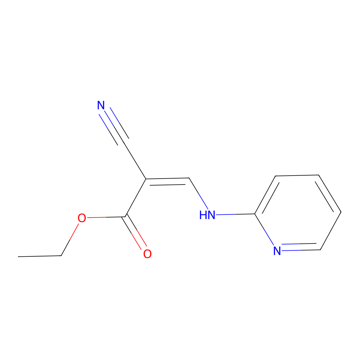 Ethyl 2-cyano-3-(2-pyridylamino)acrylate molecular structure, CAS 69372-23-2