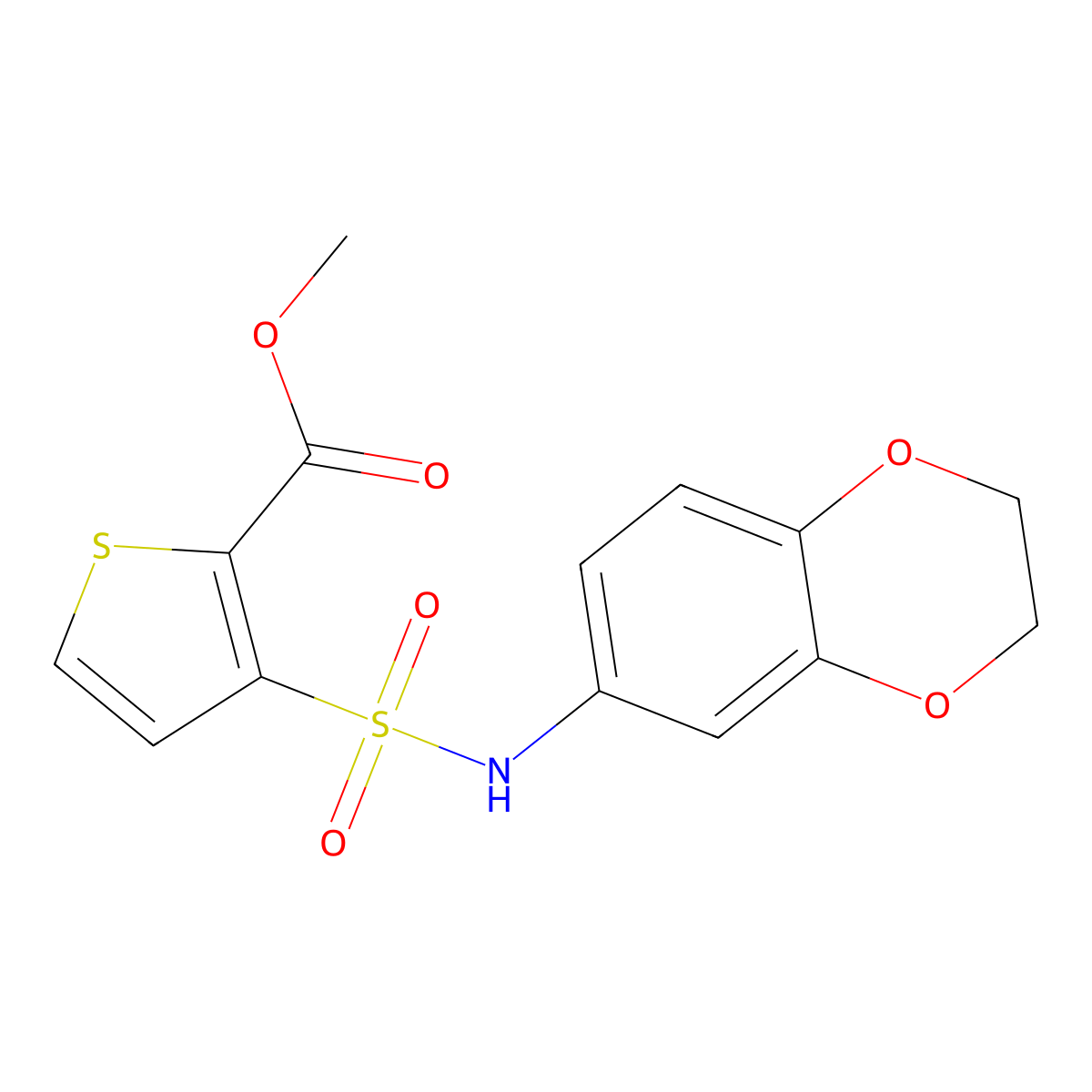 Methyl 3-(2,3-dihydro-1,4-benzodioxin-6-ylsulfamoyl)thiophene-2-carboxylate molecular structure, CAS 693776-28-2