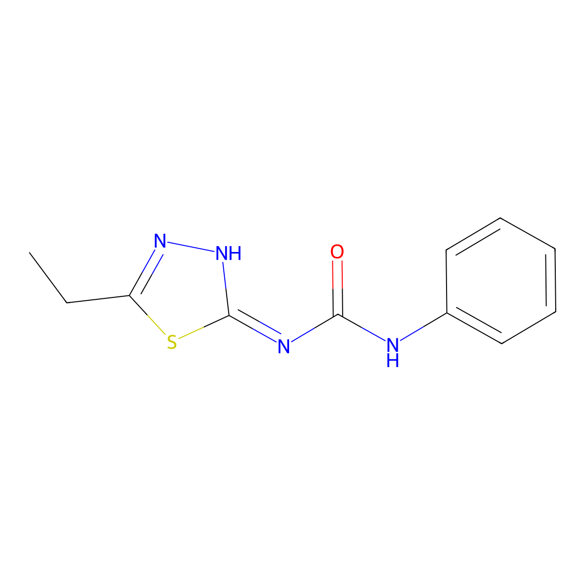 1-(5-Ethyl-1,3,4-thiadiazol-2-yl)-3-phenylurea molecular structure, CAS 69378-05-8