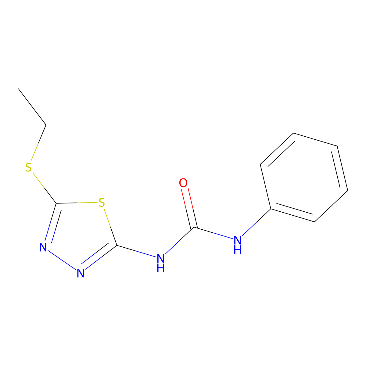 1-(5-Ethylsulfanyl-1,3,4-thiadiazol-2-yl)-3-phenylurea molecular structure, CAS 69378-09-2