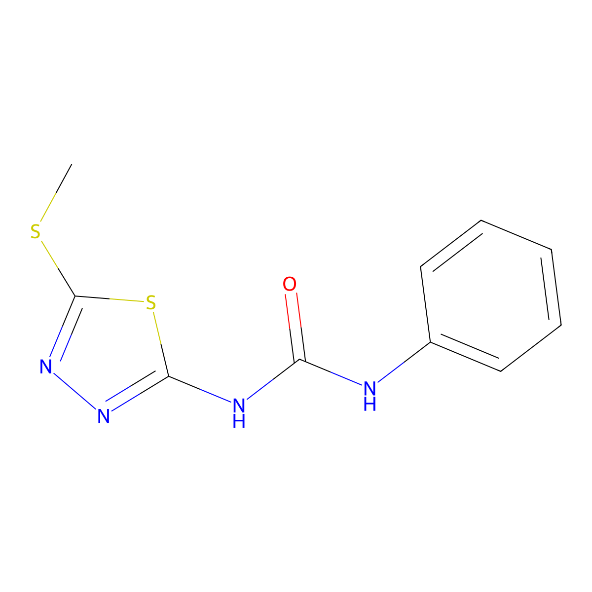 1-(5-(Methylthio)-1,3,4-thiadiazol-2-yl)-3-phenylurea molecular structure, CAS 69378-10-5
