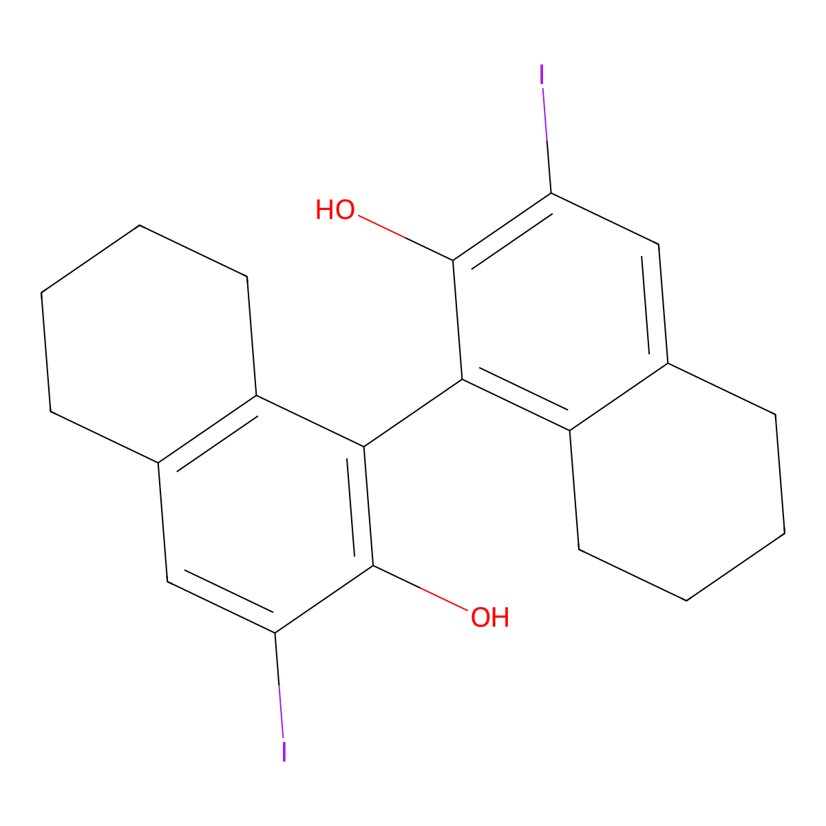 (1S)-3,3'-Diiodo-5,5',6,6',7,7',8,8'-octahydro-[1,1'-binaphthalene]-2,2'-diol molecular structure, CAS 693781-95-2