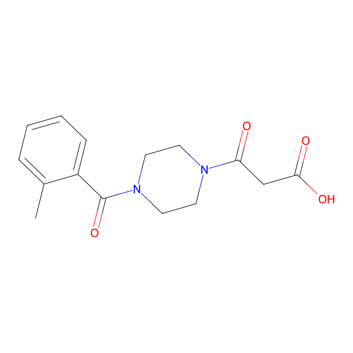 3-(4-(2-Methylbenzoyl)piperazin-1-yl)-3-oxopropanoic acid molecular structure, CAS 693790-38-4