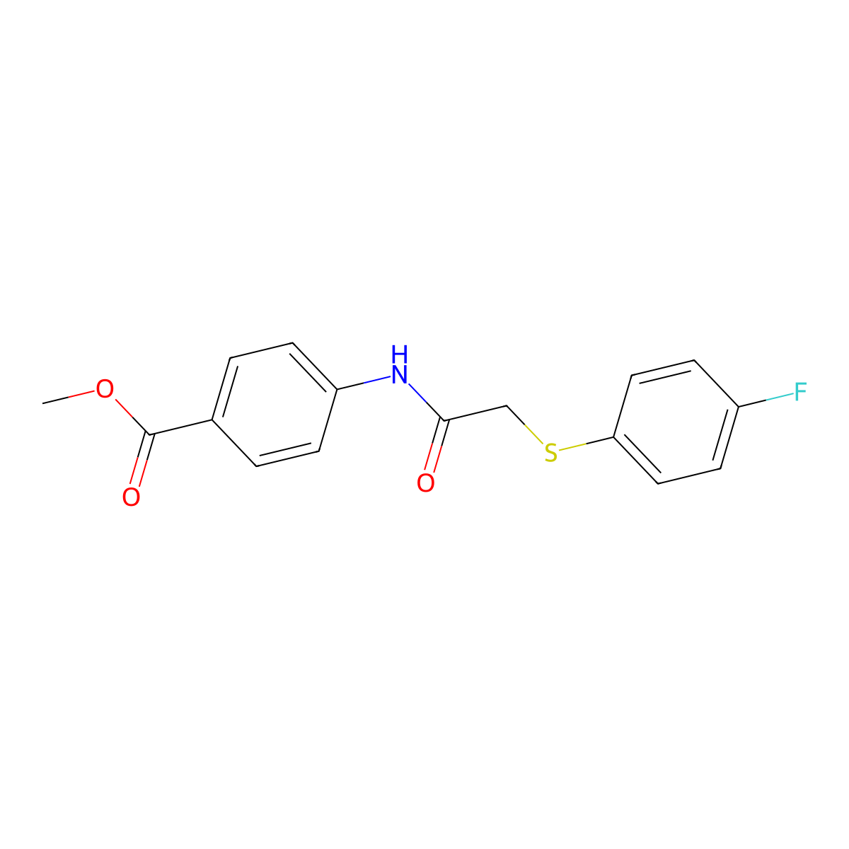 Methyl 4-(2-((4-fluorophenyl)thio)acetamido)benzoate molecular structure, CAS 693795-11-8