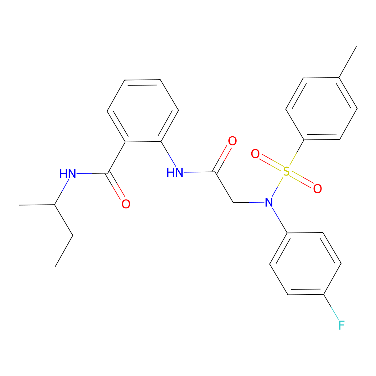 N-butan-2-yl-2-[[2-(4-fluoro-N-(4-methylphenyl)sulfonylanilino)acetyl]amino]benzamide molecular structure, CAS 693795-22-1
